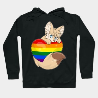LGBTQIA Heart Flag - Fennec Fox Hoodie